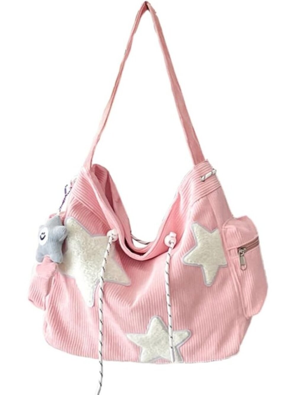 Women's Pink Multiple Pockets Zipper Aesthetic Hobo Bag Crossbody Handbag